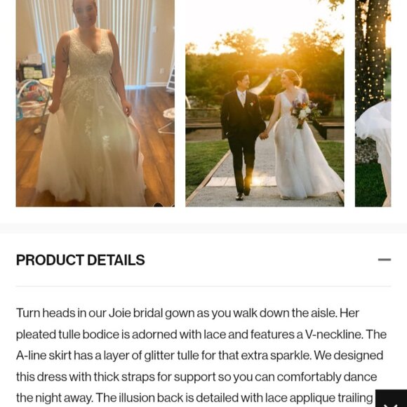 Azazie Joie Diamond White Nude A-Line V-Neck Sequins Tulle Dress NWOT - Picture 6 of 9